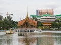 Thai style pavilion in the center of water pond at Ramkhamhaeng University.
